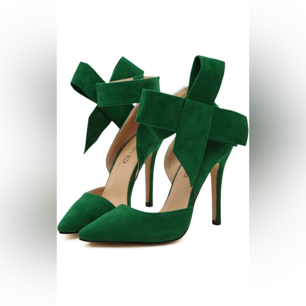 Kelly Green Bow Heels